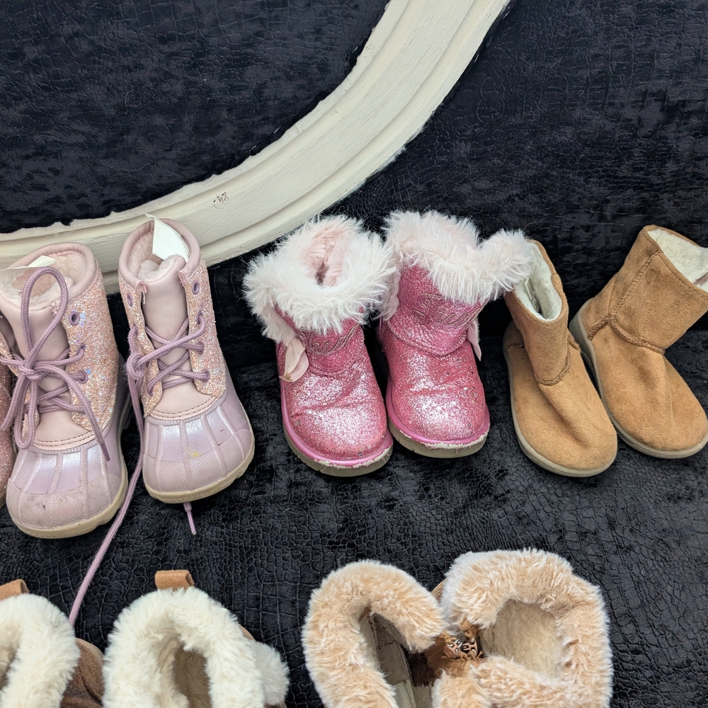 Pink and Brown Kids Boots - Picture 3 of 7